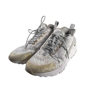 Nike Women Air Huarache Run Ultra Jacquard Shoe Sz 8 White Metallic Silver-Wolf